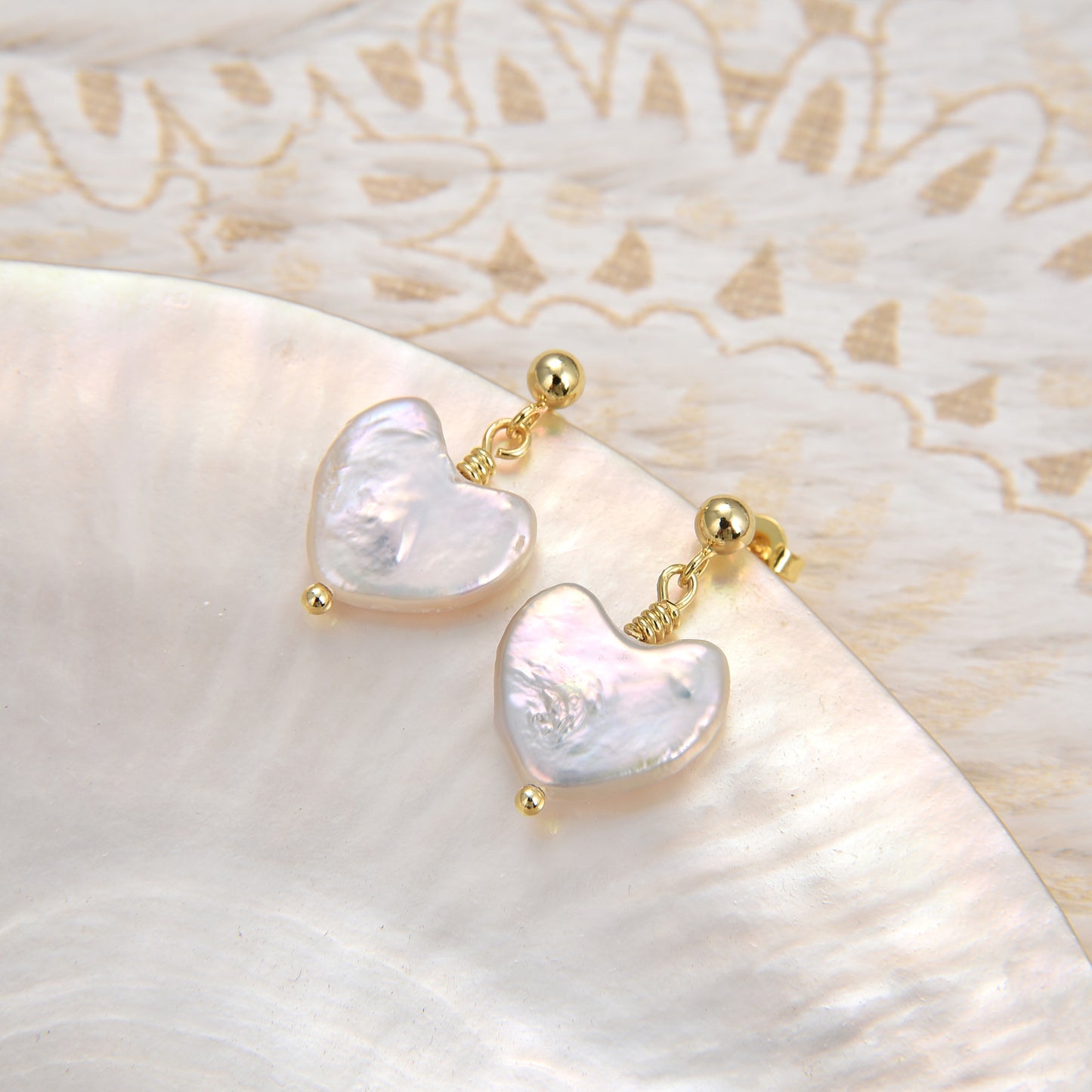 Pearl Earrings for Women, Heart Baroque Pearl Dangle Earrings Fresh water Pearl The Best Gift for Her in Valentine's Day/Anniversary/Mother's Day Pearl Jewelry