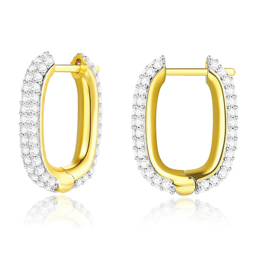 U Huggie Hoop Earrings Cubic Zirconia for Women Girls