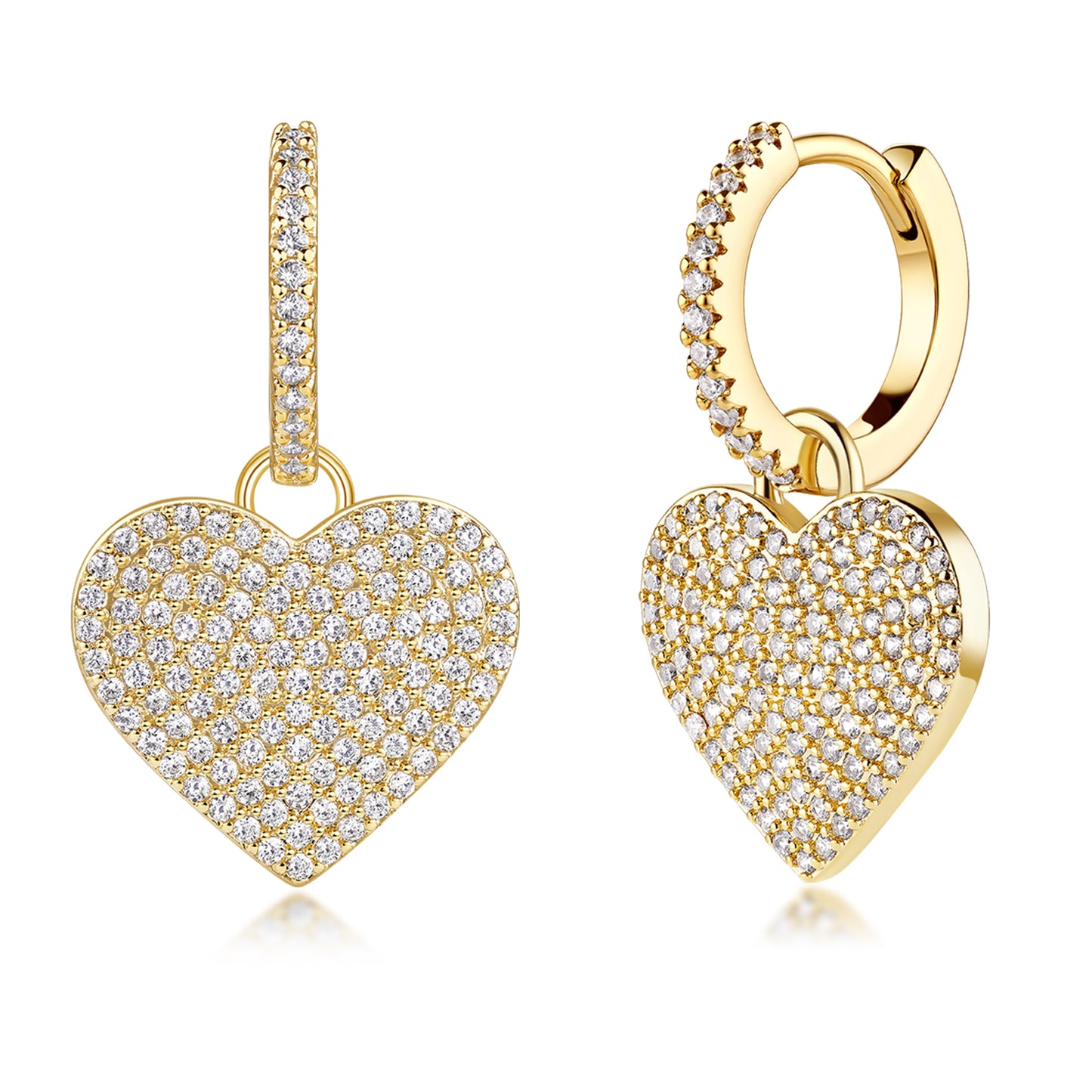 Dangle Heart Earring with Pave Cubic