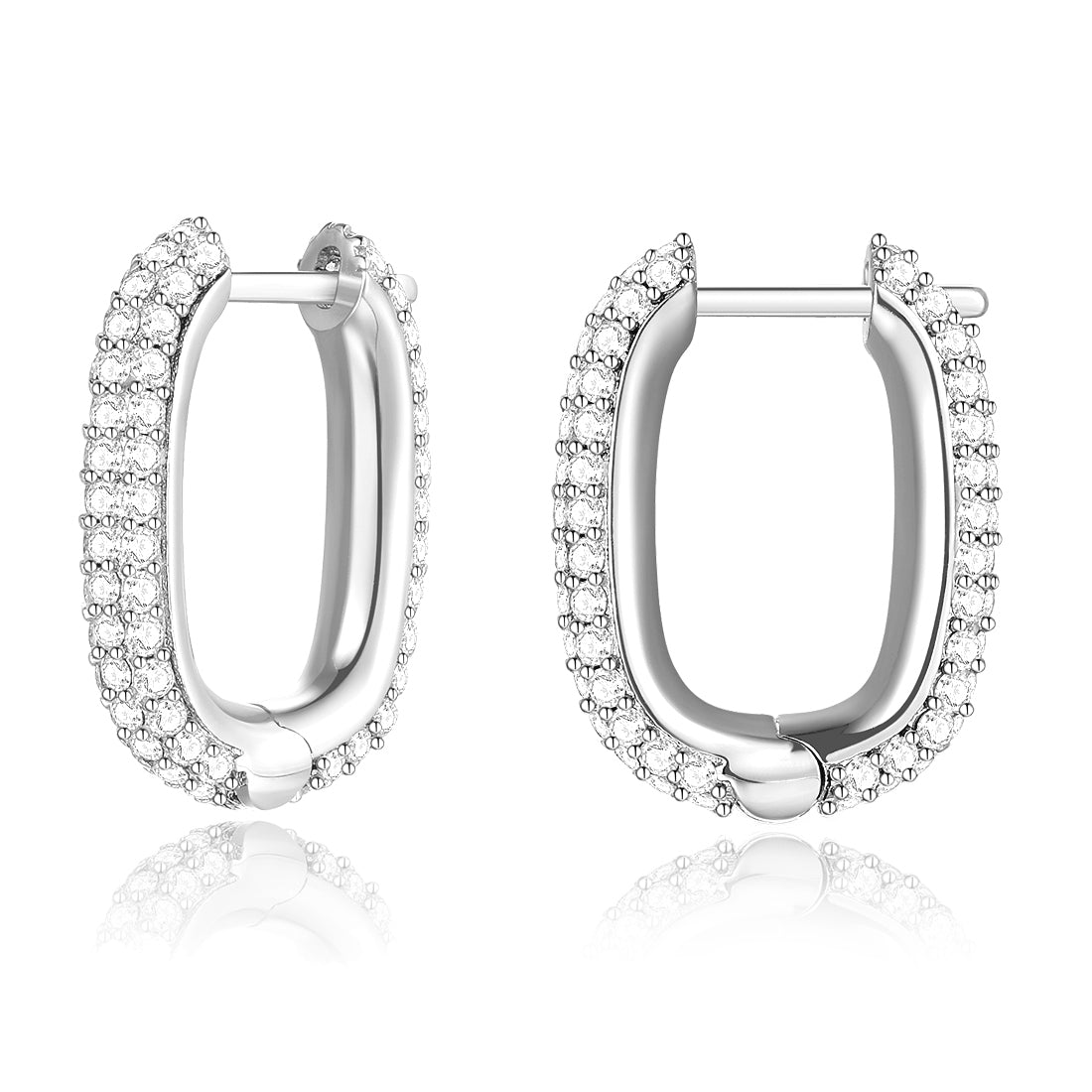 U Huggie Hoop Earrings Cubic Zirconia for Women Girls